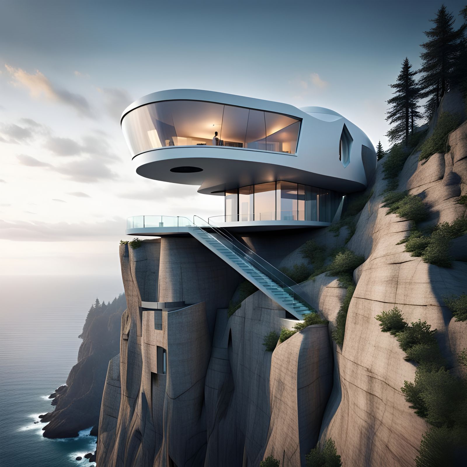 Futuristic Cliffside Cottage Architecture