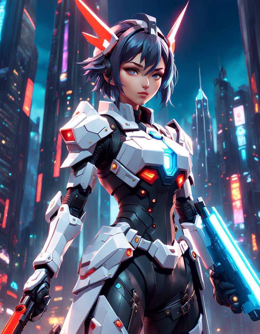 Girl in Futuristic Armor Wields Nintendo Switch-Inspired Wea...