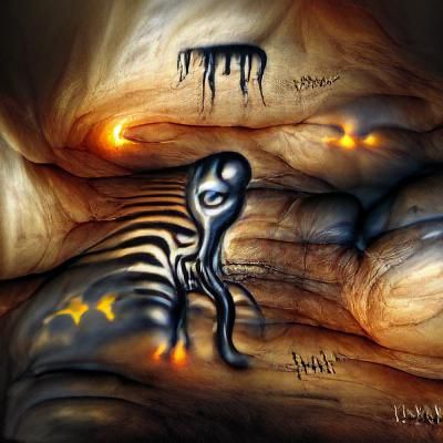 Unsettling Cave Painting with Flickering Light