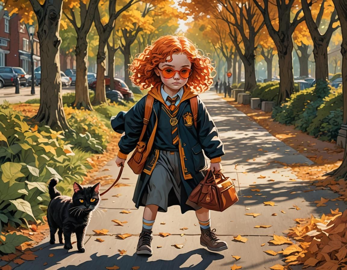 Girl as Harry Potter in Comic Style