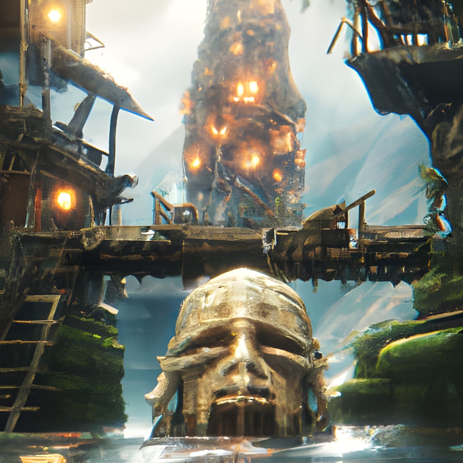 Fantastical Floating Cities with Hidden Faces: Matte Paintin...