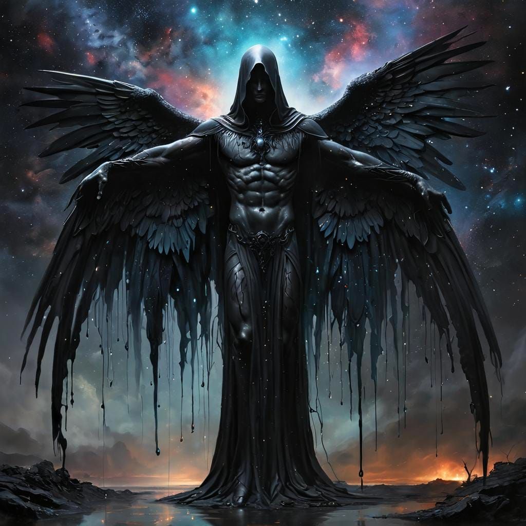 Thanatos in Stardust: A Dark Surreal Fantasy