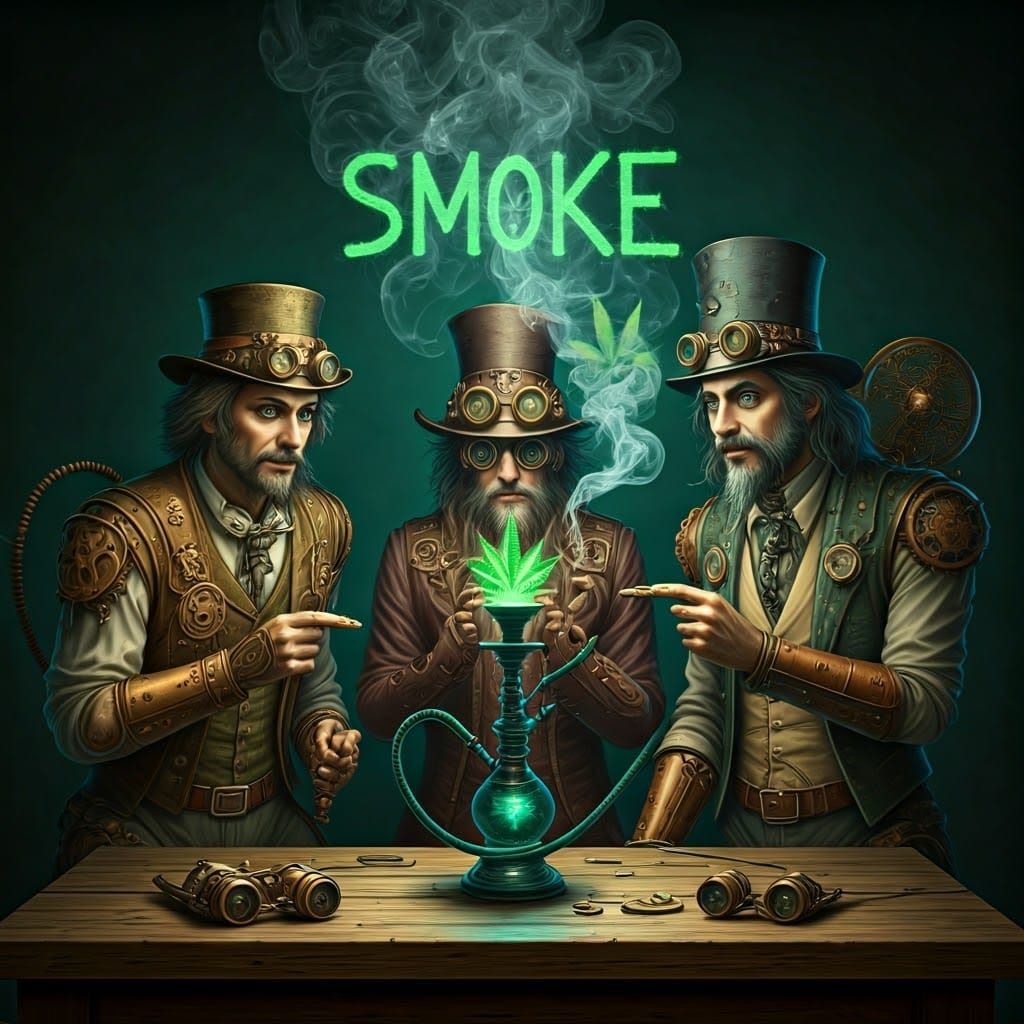 Steampunk Wizards Conjuring Smoke Art