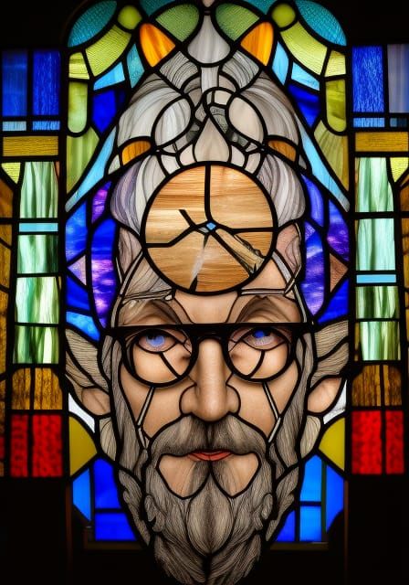 Cyberpunk Portrait in Stained Glass Style