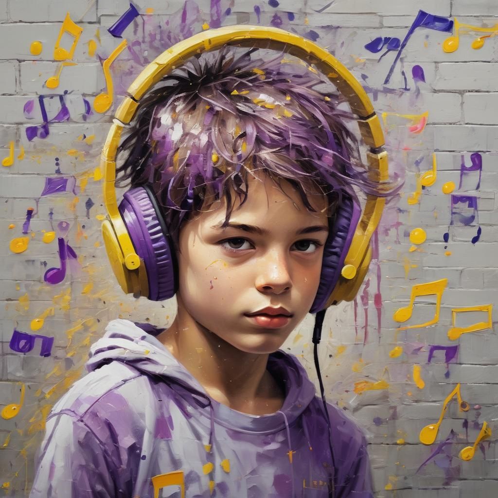 Street Kid's Graffiti Music in Expressionist Style
