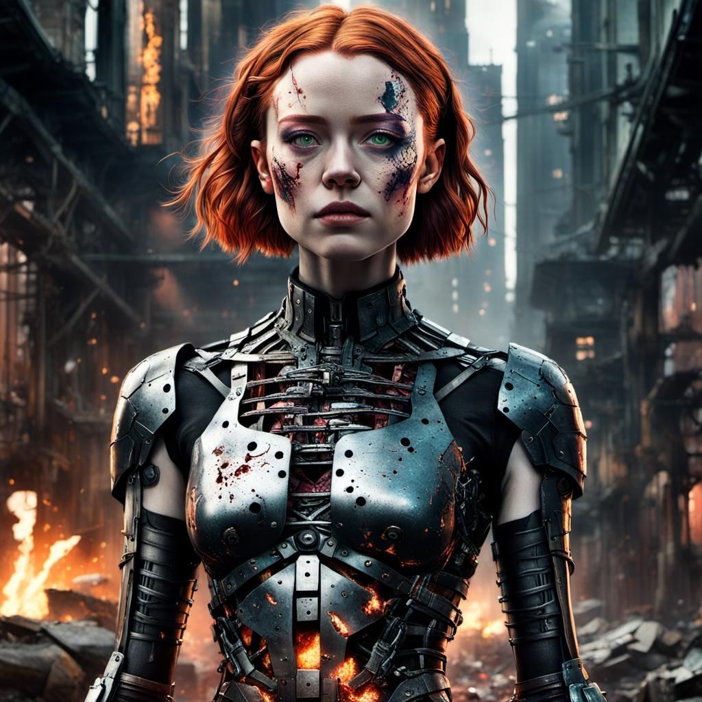 Cyberpunk Cyborg Goth Portrait in Digital Painting Style