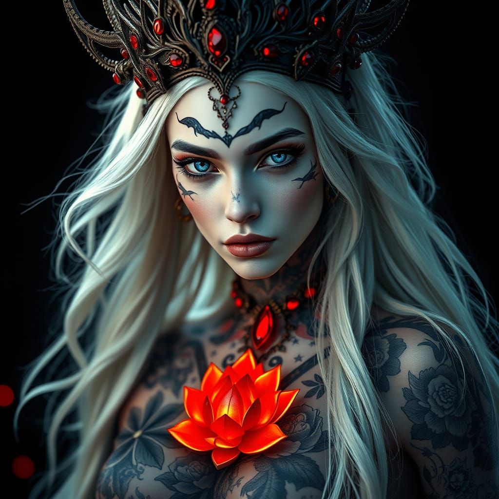 Ethereal Woman with Antler Crown in Digital Fantasy Art