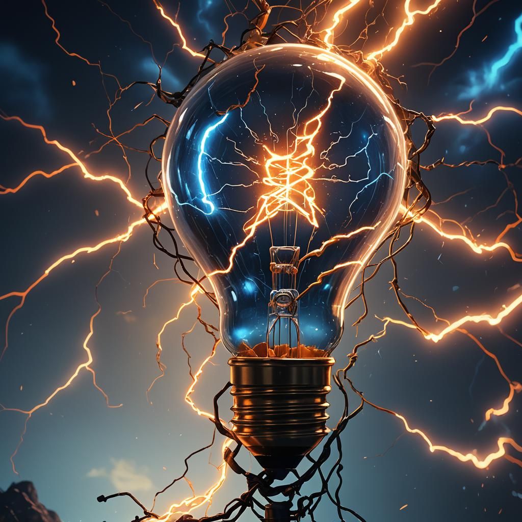 Lightbulb with Lightning in Fantasy Concept Art