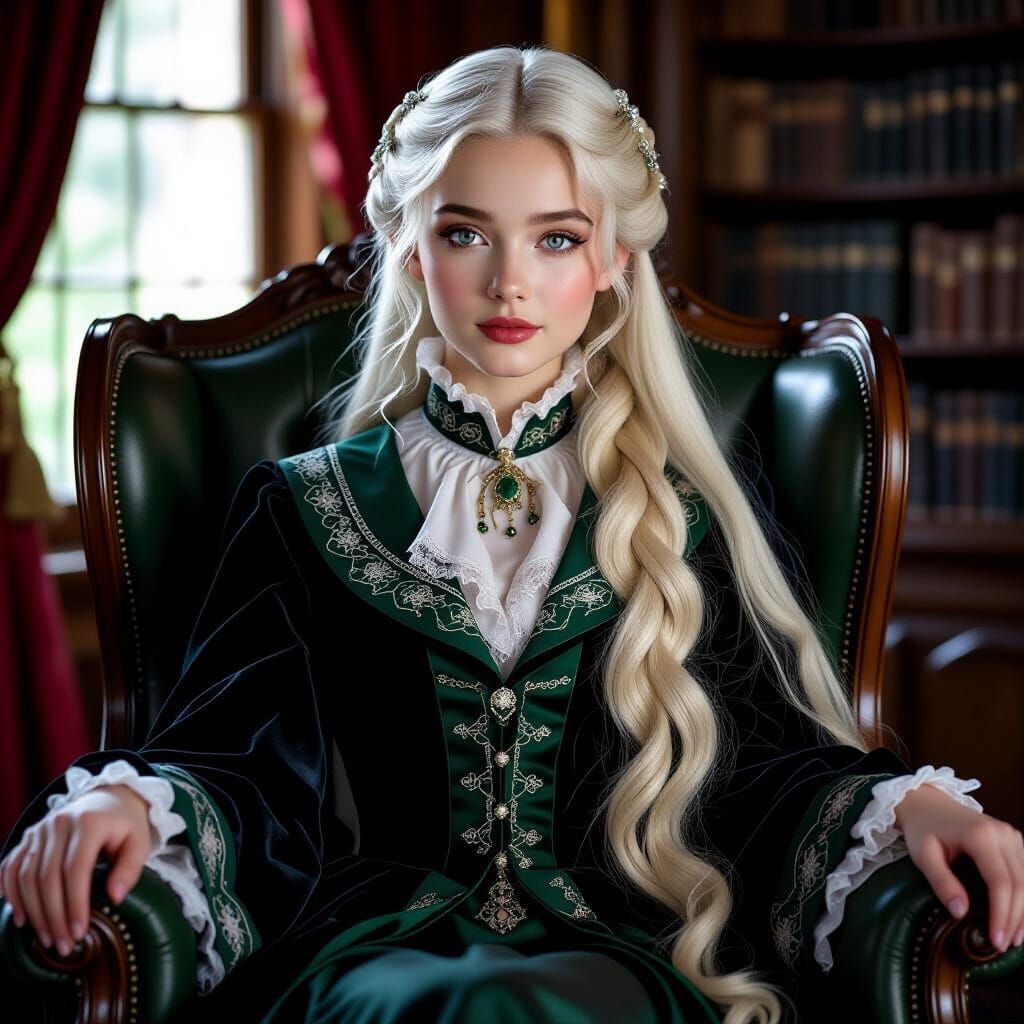 Ethereal Witch in Slytherin Uniform, Digital Painting