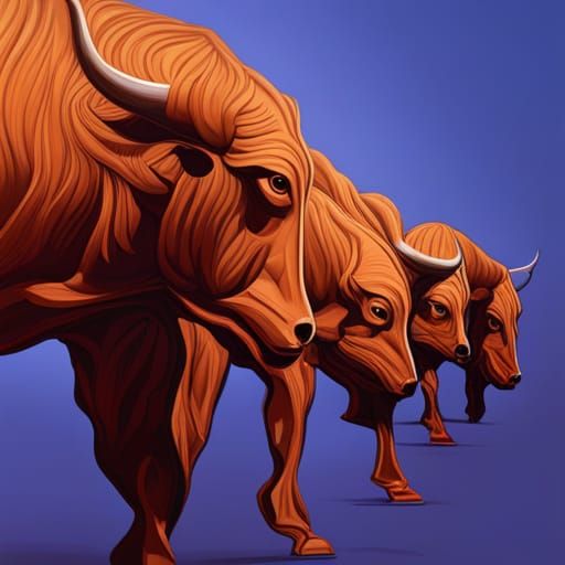 Hyperrealistic Bulls on Parade Concept Art