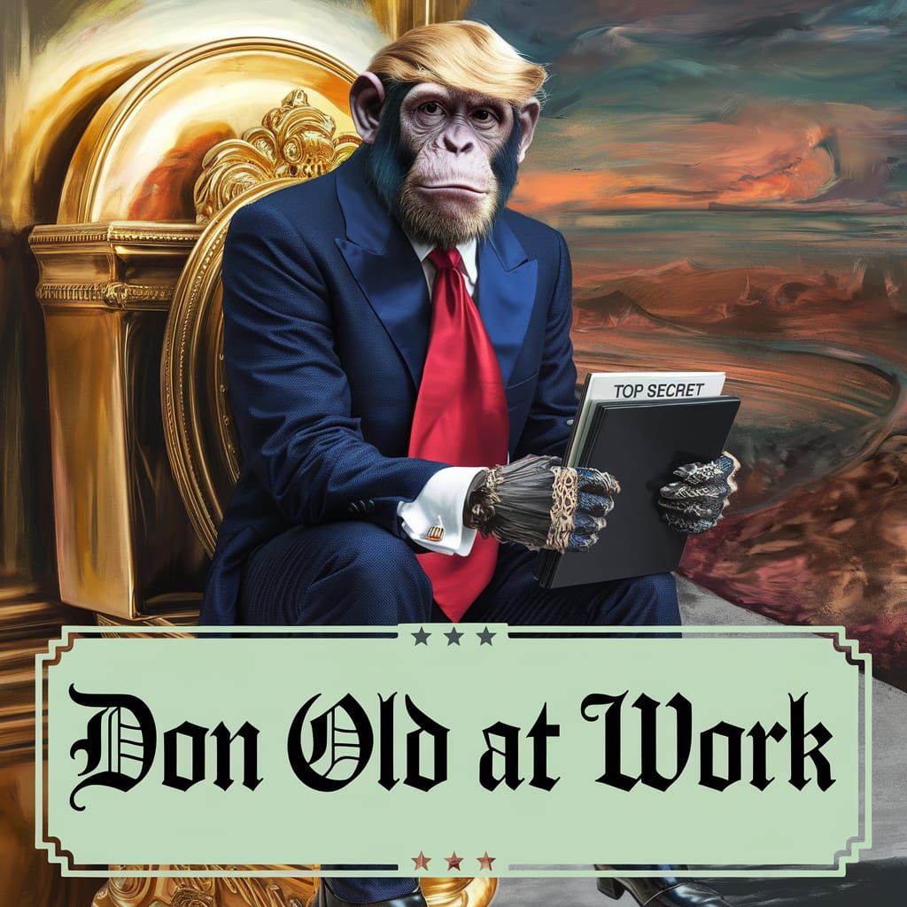 Surreal Chimpanzee Concept Art in Gouache Landscape