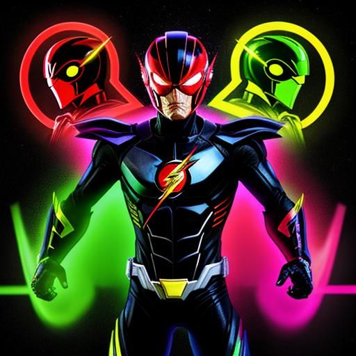 Flash Kamen Rider in Neon Glowing Colors