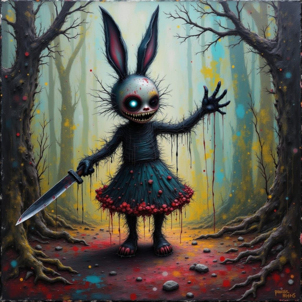 Sick BrokenBunnie Dancing with Knife in Forest