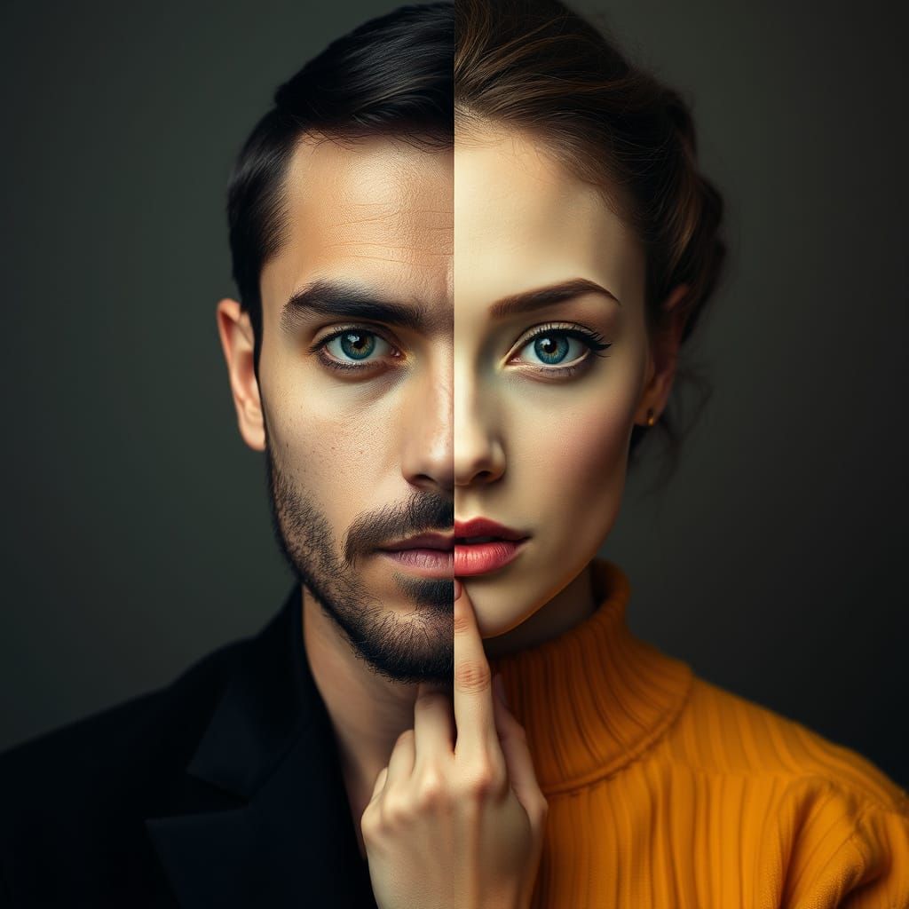 Portrait Exploring Masculine and Feminine Duality