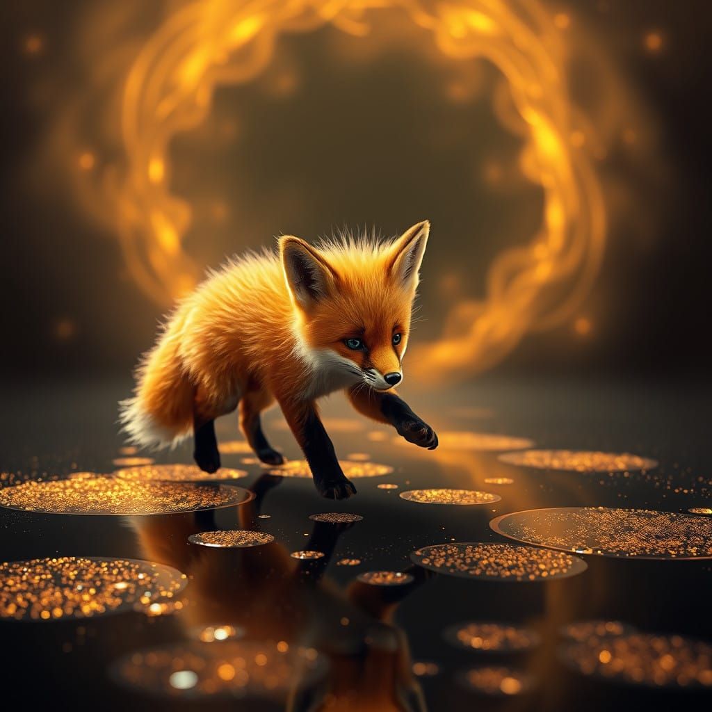 Surreal Baby Fox Embarks on Whimsical Journey Through Ethere...