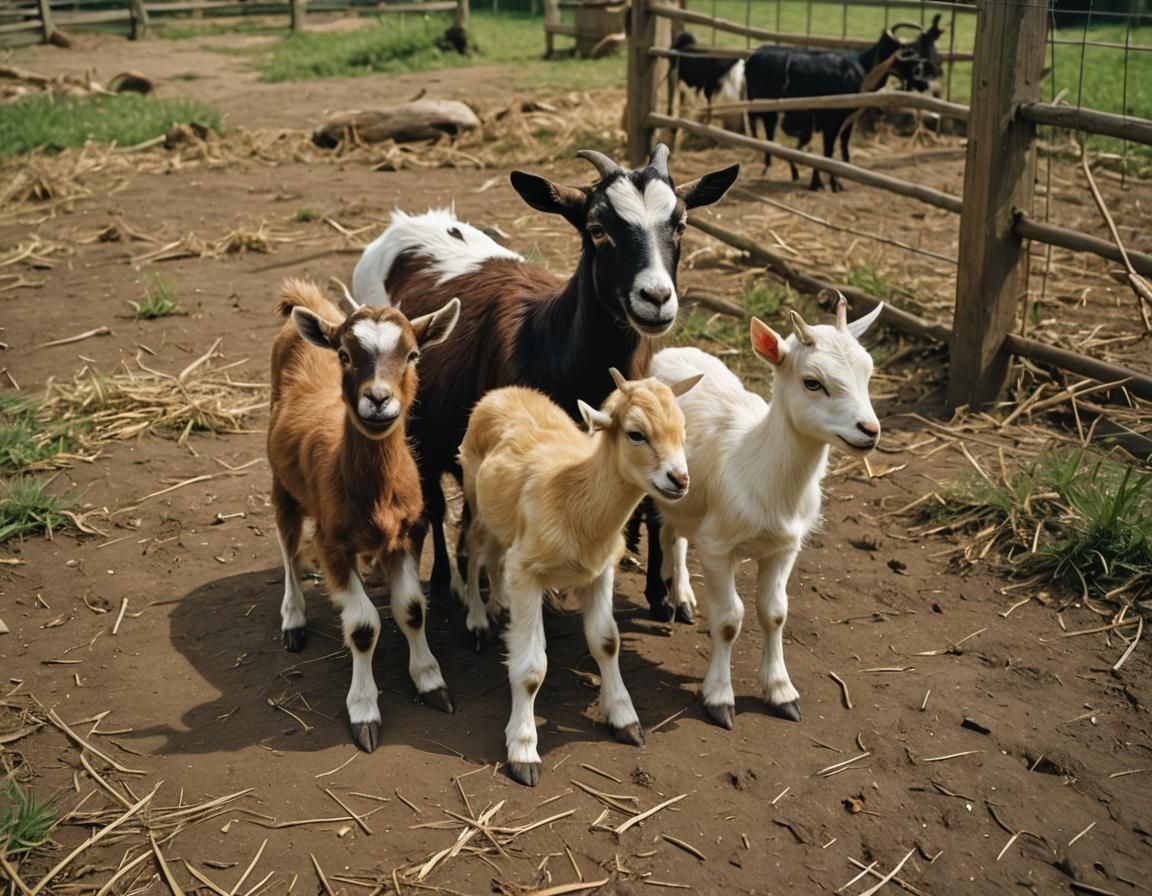 Goat-Duckling Hybrids with Mother Goat on Farm