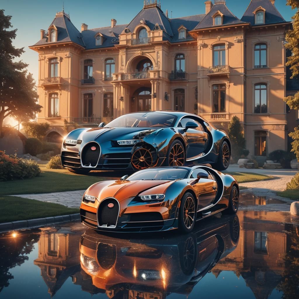Bugatti Double Exposure Concept Art in Art Deco Style