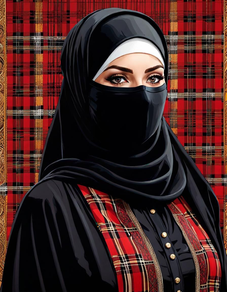 Middle Eastern Woman in Hijab: Pop Art Portrait