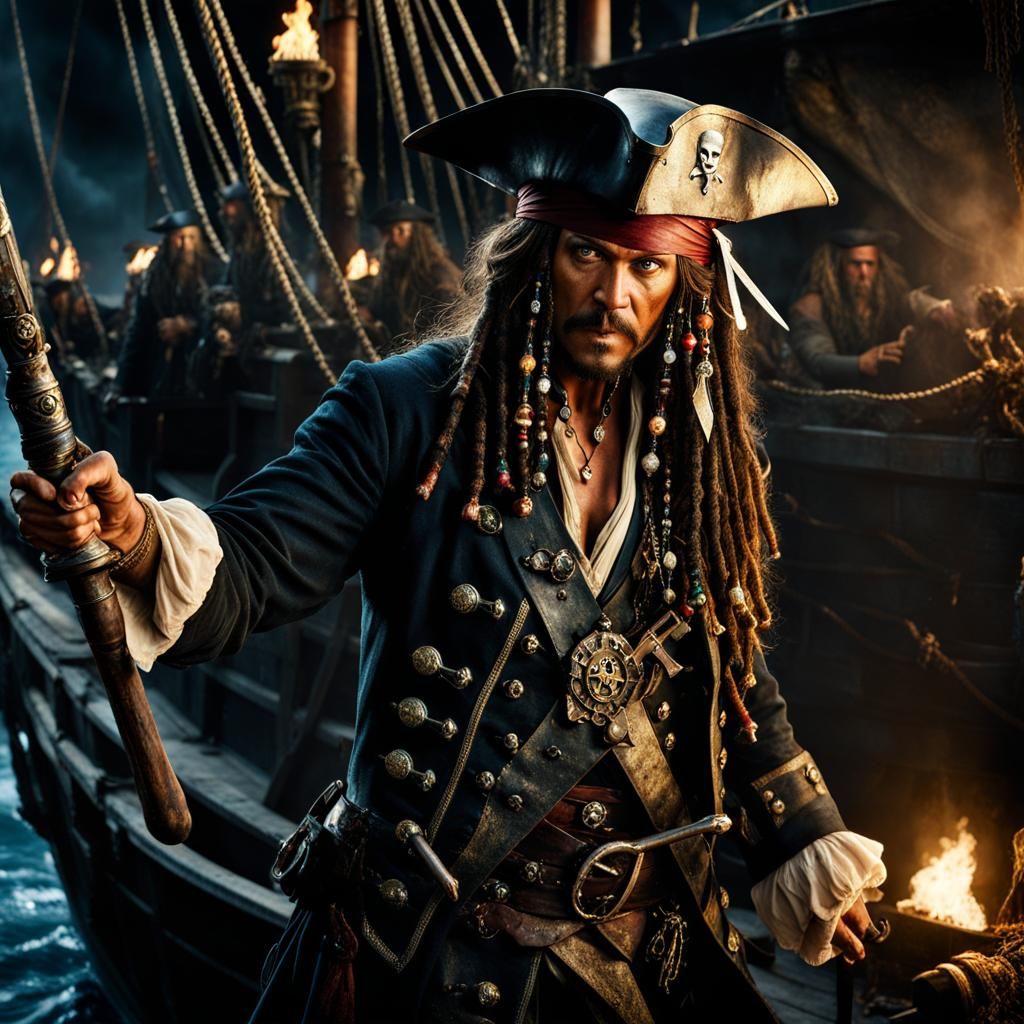 Davy Jones Boarding Action: Dark Fantasy Art