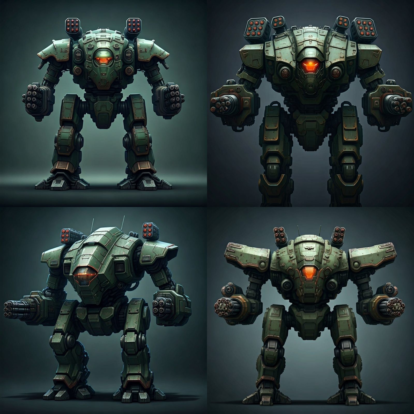 Cyberpunk Mech in a Weathered Metallic Aesthetic