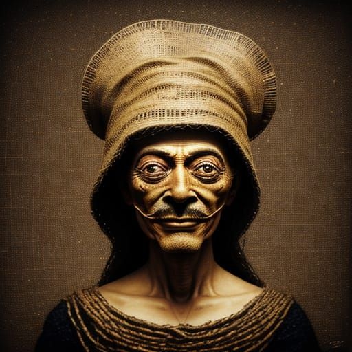 Surreal Burlap Sack Creature in Salvador Dali Style