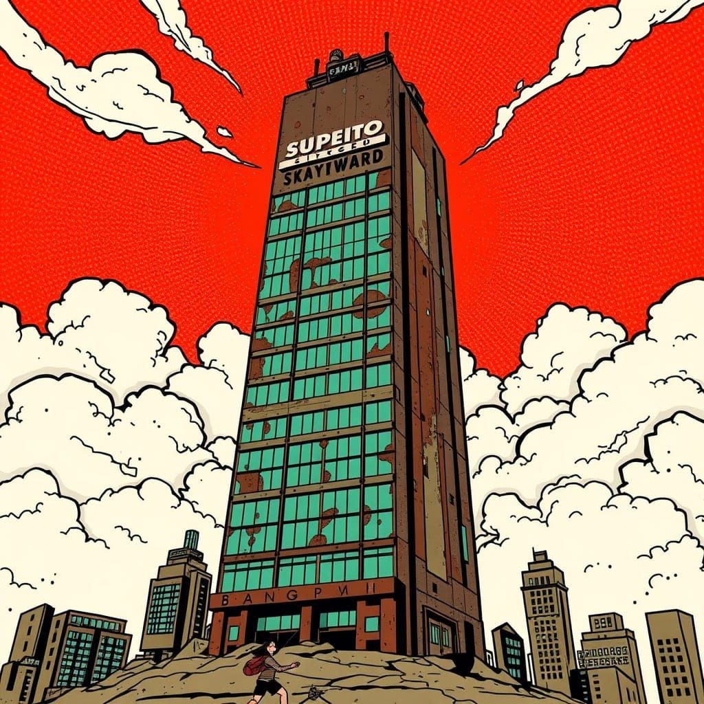 Rusting Super Skyscraper Comic Book Character
