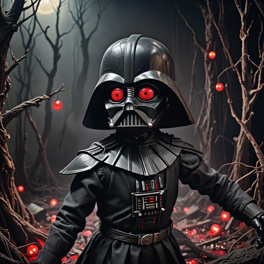 Darth Vader Puppet in Dark Surrealism Style