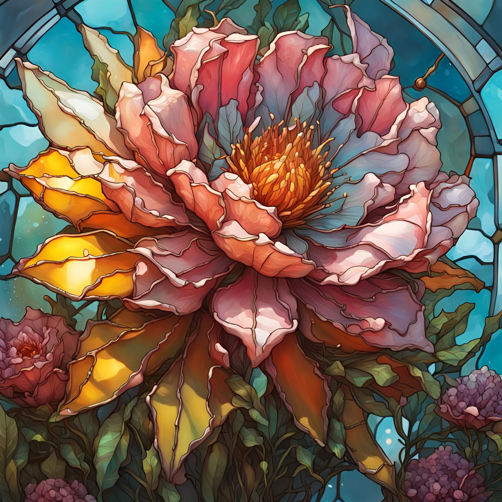Gorgeous Stained Glass Flower in Photorealistic 3D
