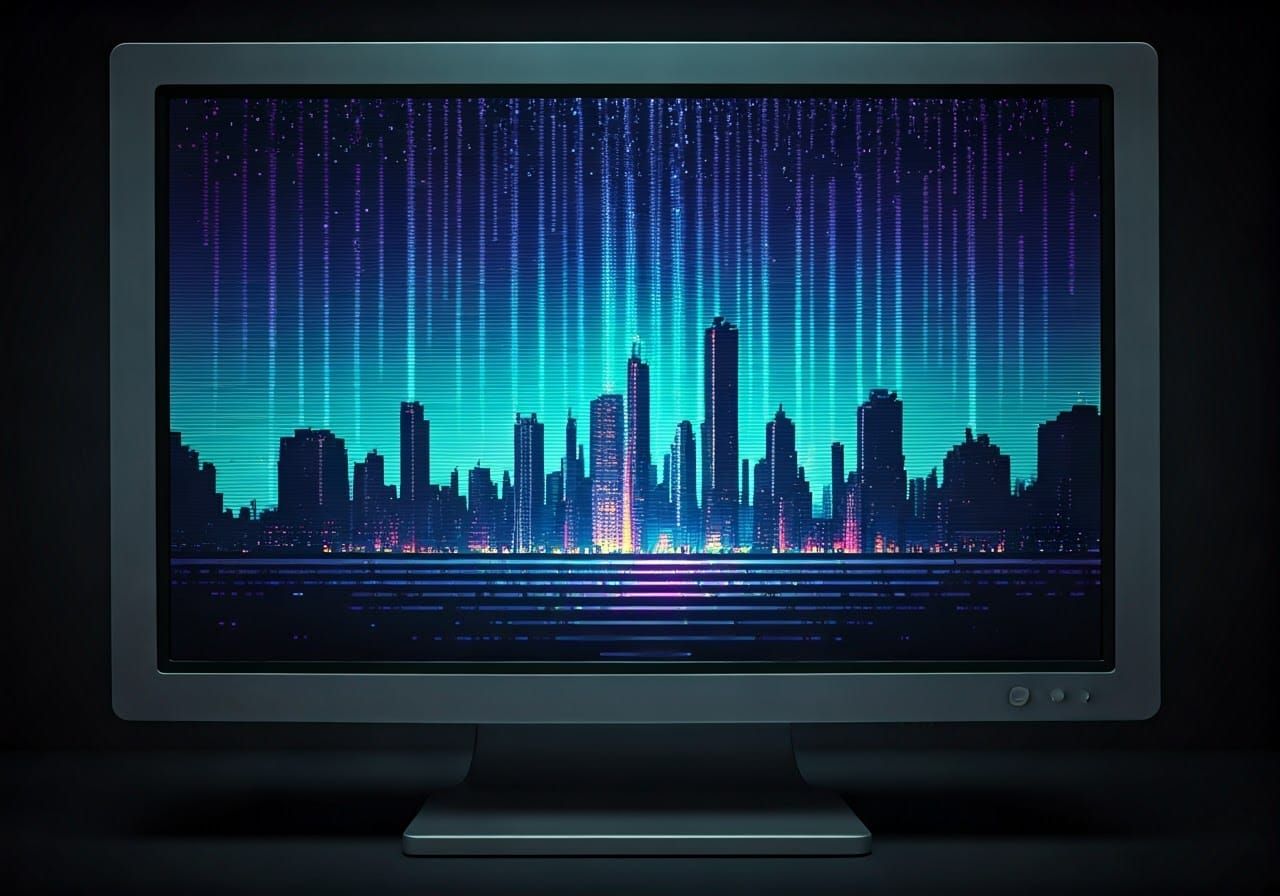 Vibrant Pixel Art of Dystopian Metropolis