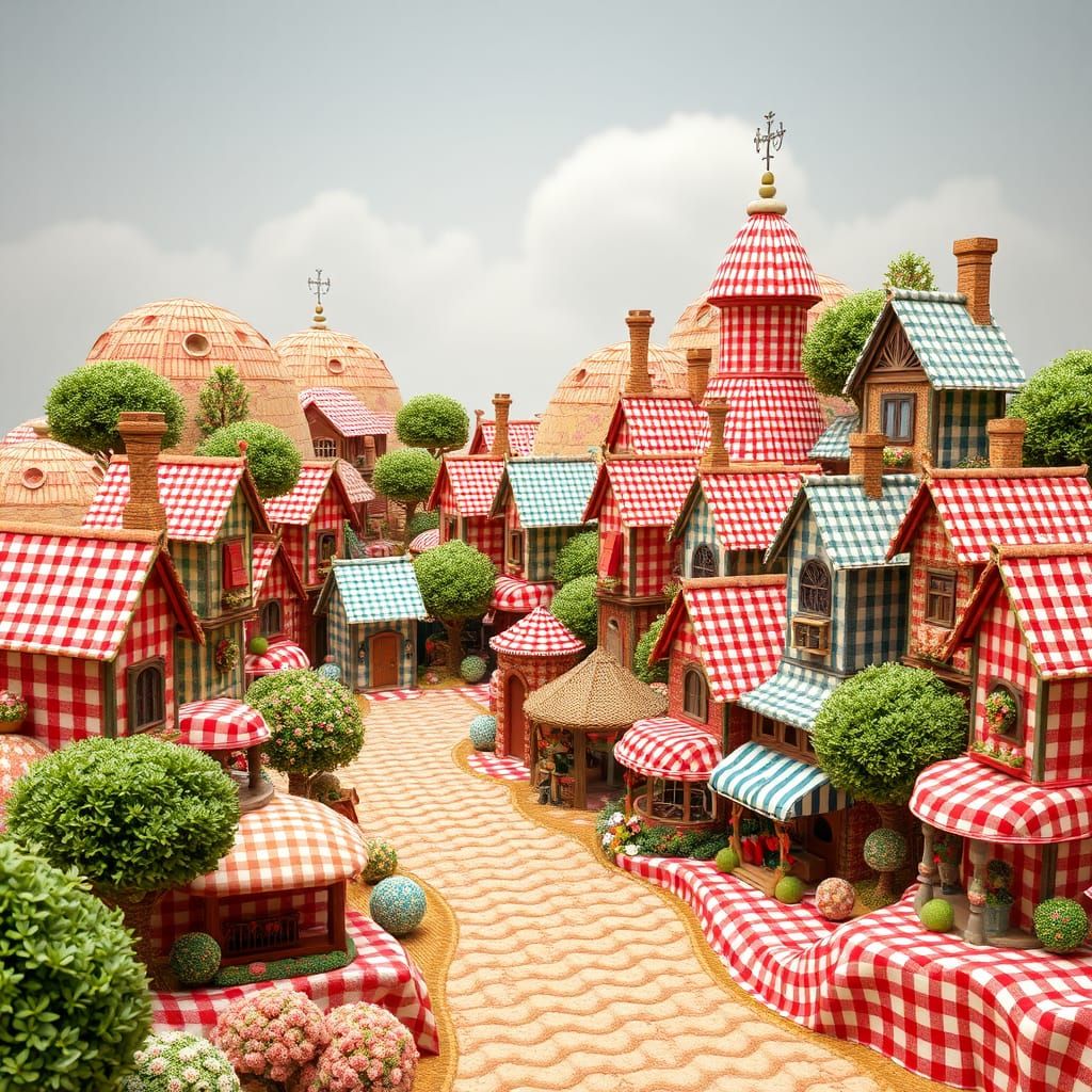 Gingham Print Metropolis in Vibrant Textiles