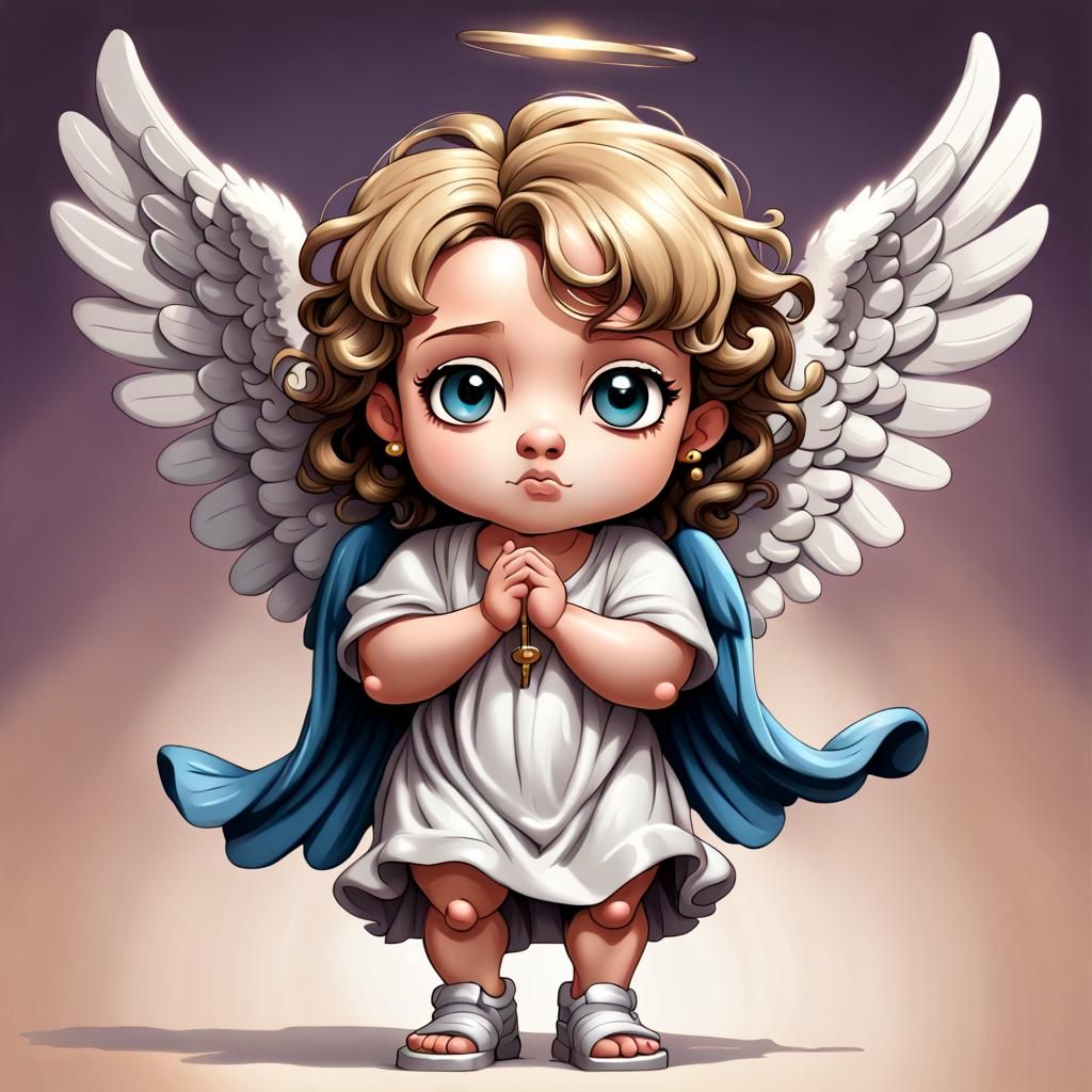 Whimsical Chibi Angel Caricature