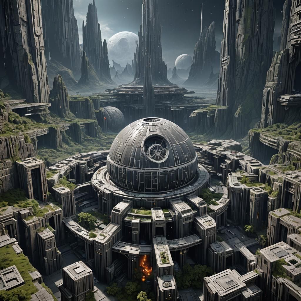 Death Star Over Alderaan: Detailed Matte Painting