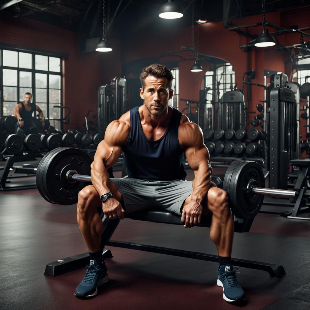 Muscular Ryan Reynolds Workout: Detailed Matte Painting