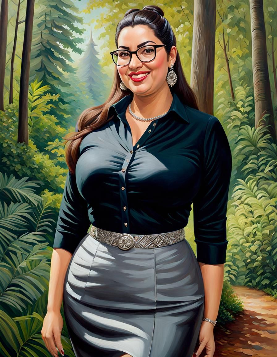 Portrait of Arabian Woman in Forest, Oil Painting