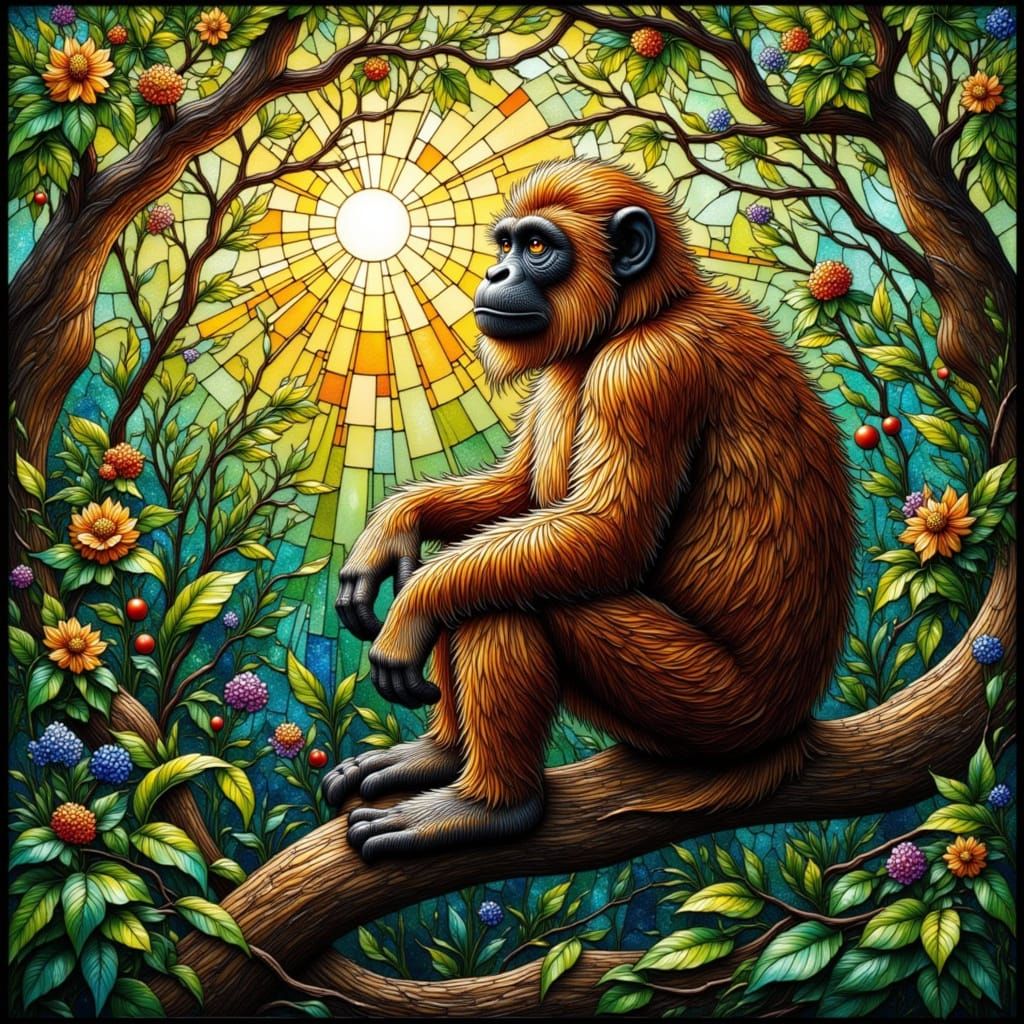 Stained Glass Monkey