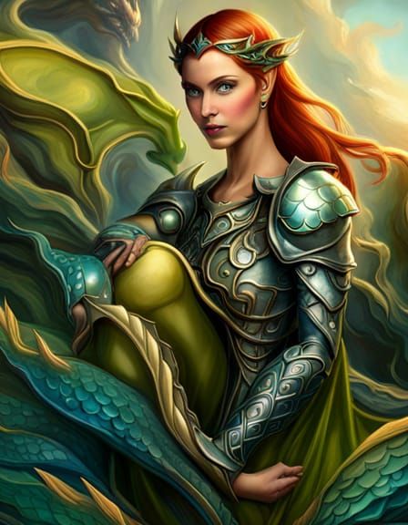 Dragon Queen in Dragonscale Armor: Hyperrealistic Portrait