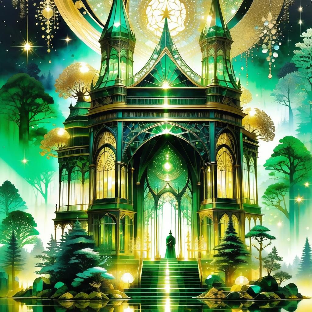 Magical Crystal Palace in Emerald Forest