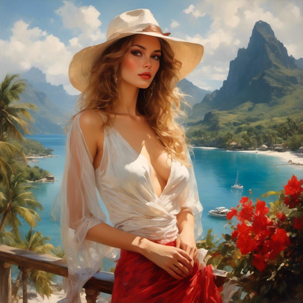 Bora Bora Brunette: Allure and Grace