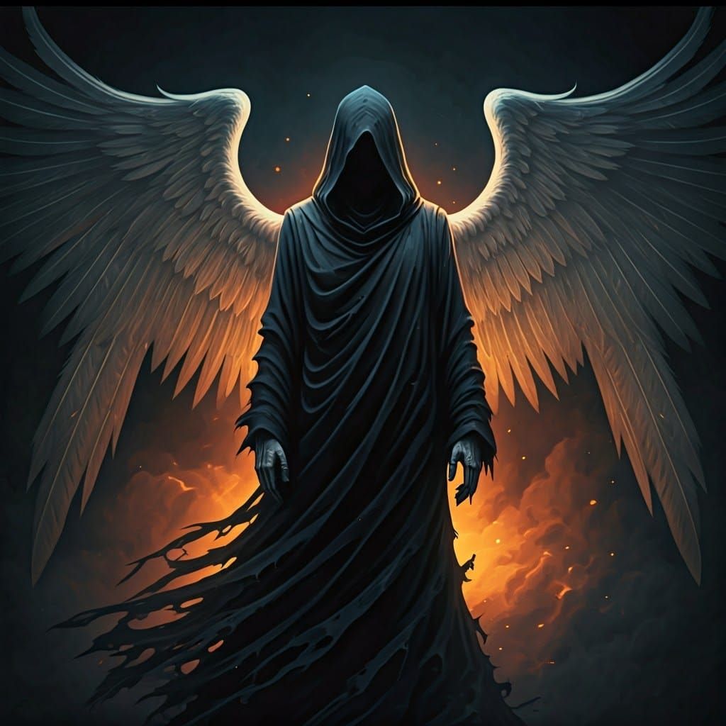 Angel of Dark Elegance in Vibrant Colors