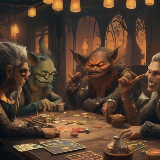 Goblins Toasting at Poker Game in Melting Fantasy Art