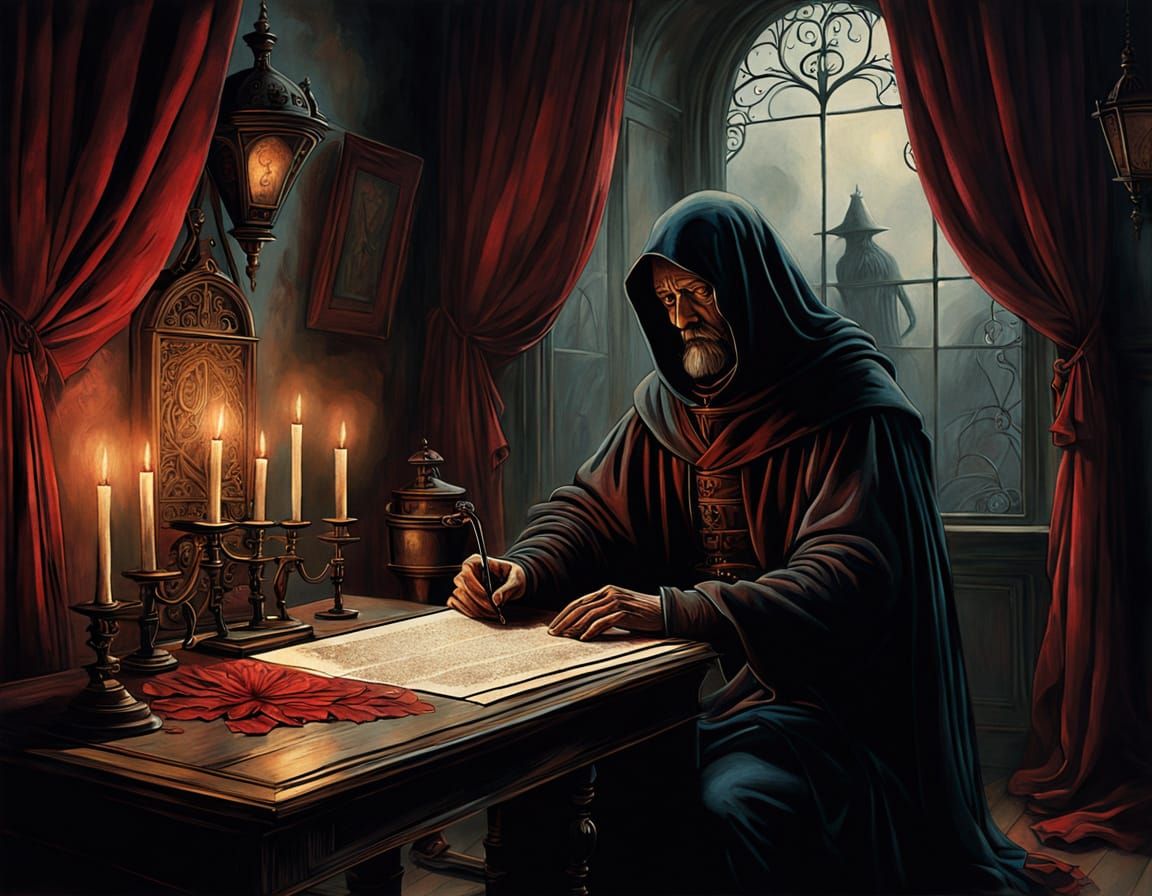 Gothic Calligraphy Spells Out Valentine's Day in Candlelit D...