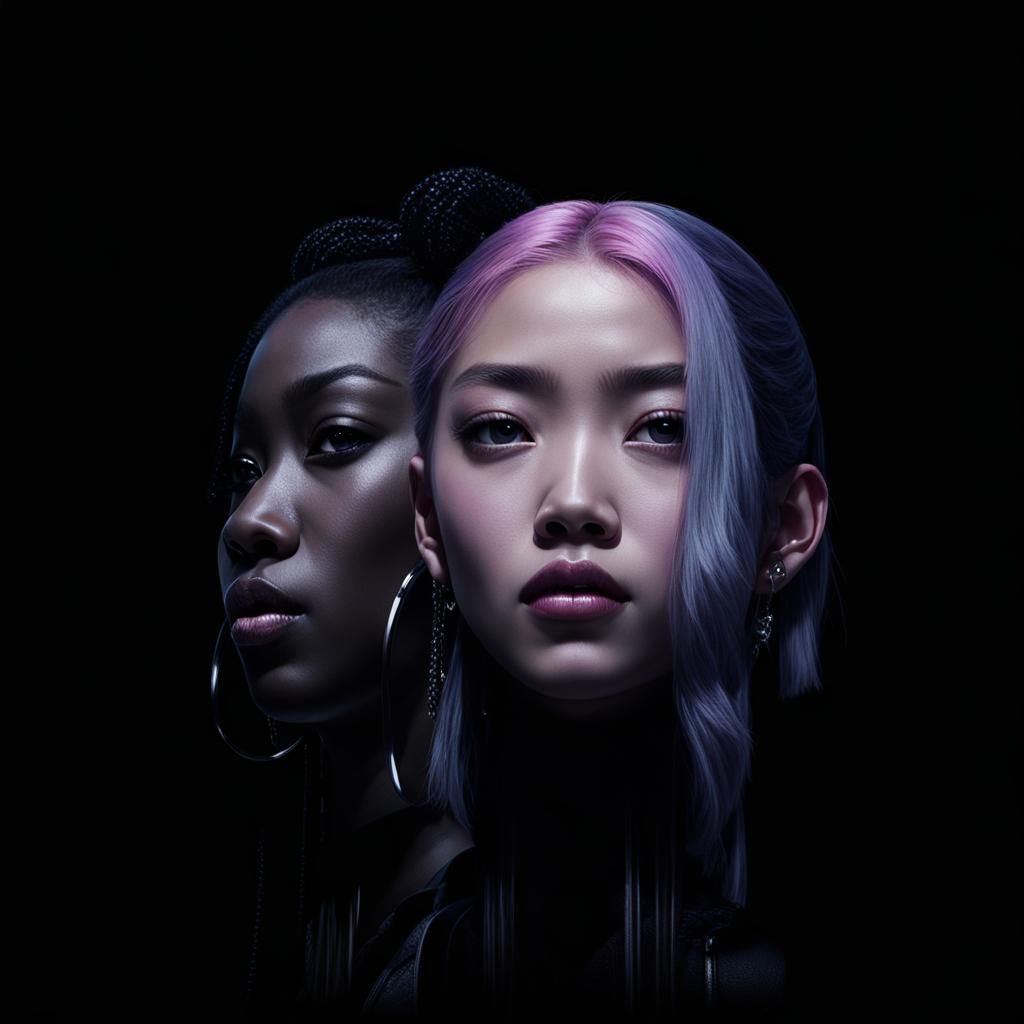 Black Pink Members Portrait in Concept Art Style