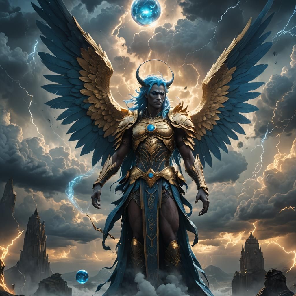 Winged Demon Angel Hybrid in Ethereal Fantasy Art