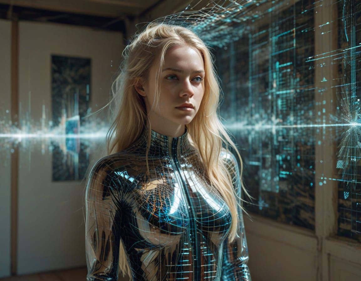 Glitch Photography Portrait with Fractal Patterns