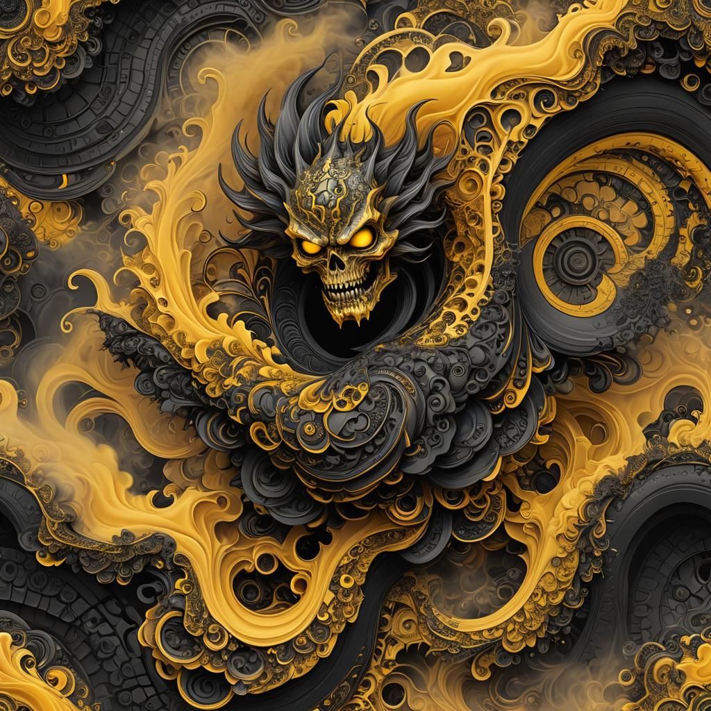 Abstract Fractal Iron Monster in Smoke, 8K