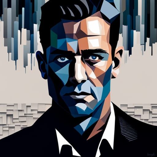 Intriguing Spy Portrait in Paper and Photograph Mosaic