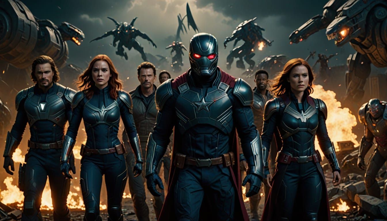 Marvel Avengers in Cinematic Battle Against Darkness