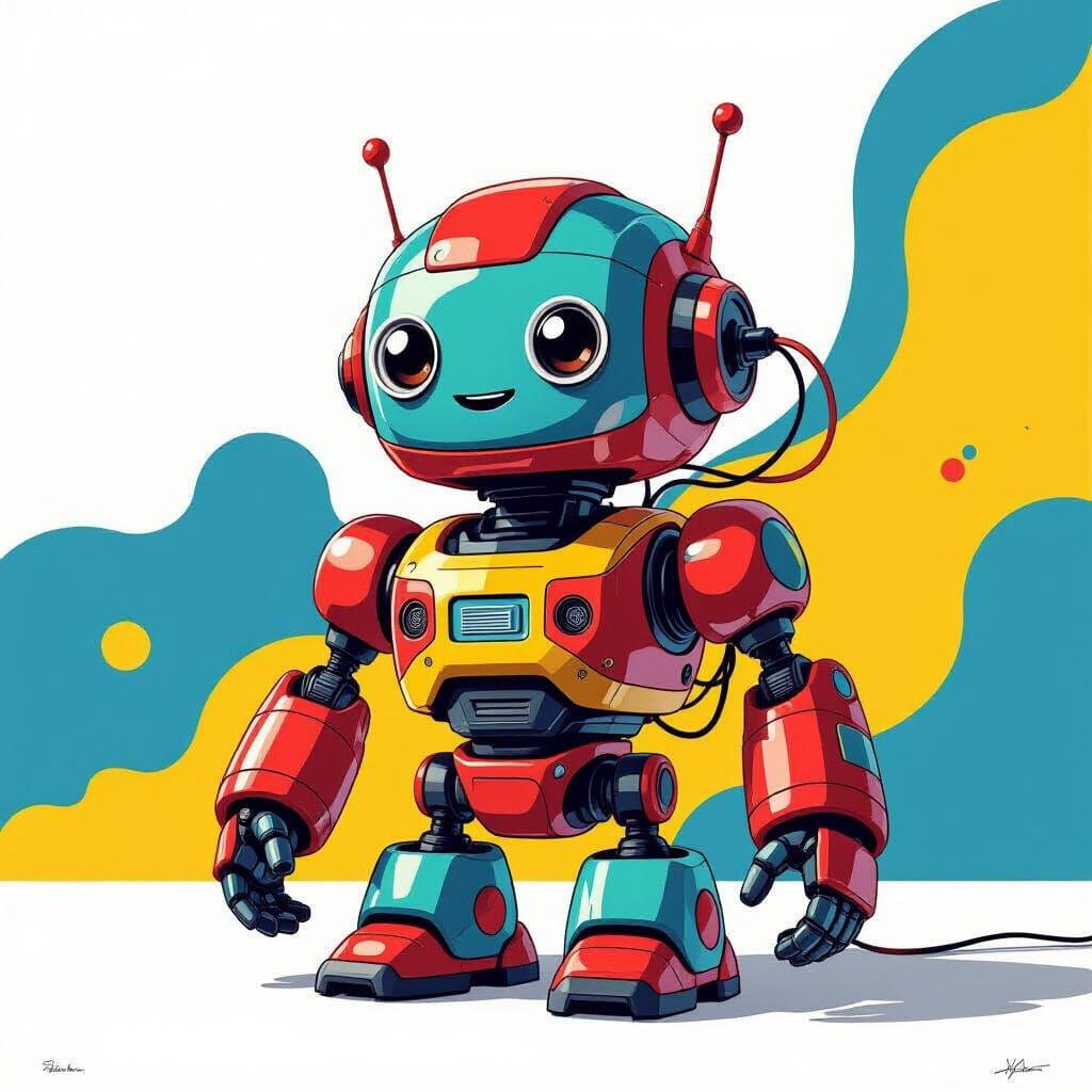 Retro-Futuristic Robot with Geometric Shapes