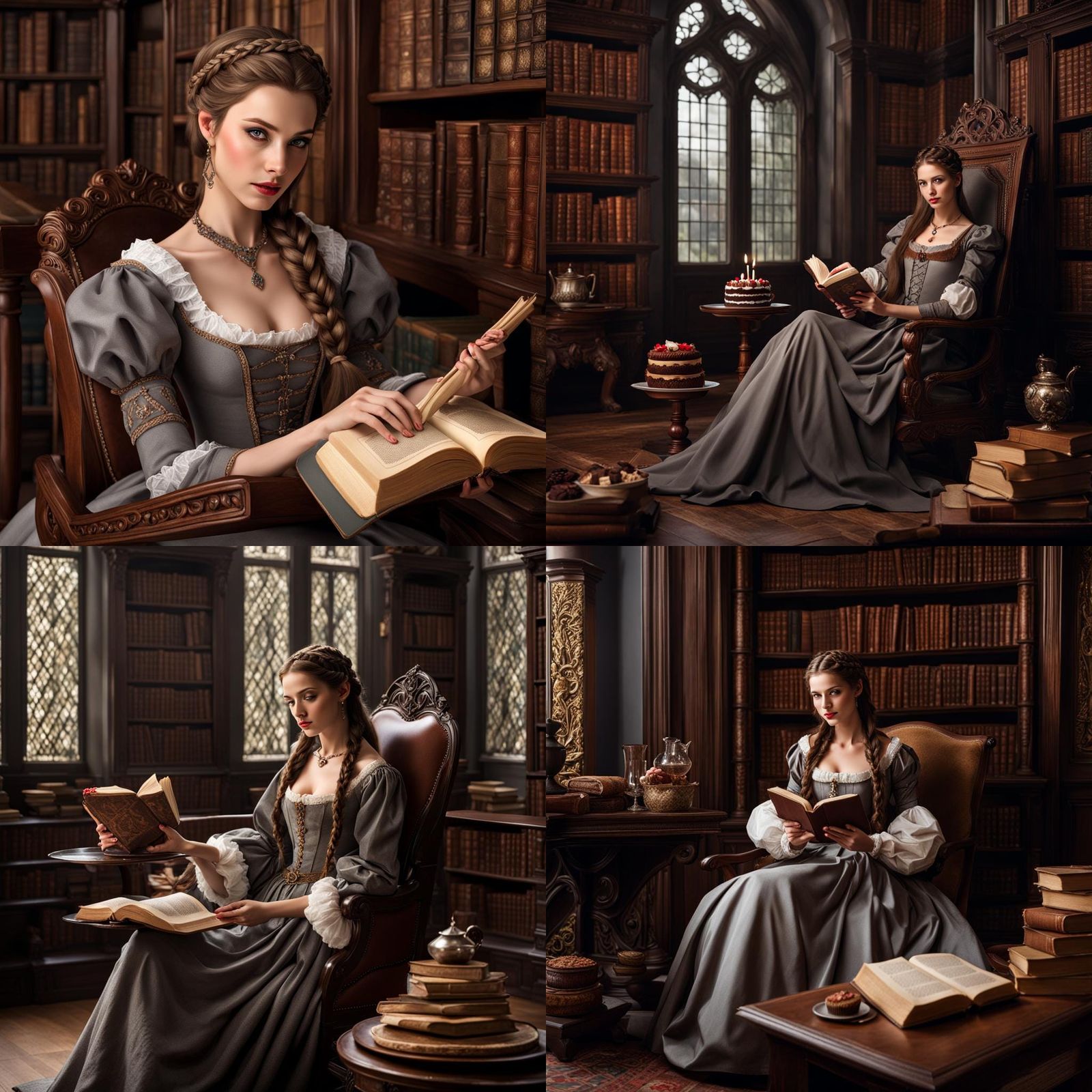 Renaissance Elf Lounging in Library