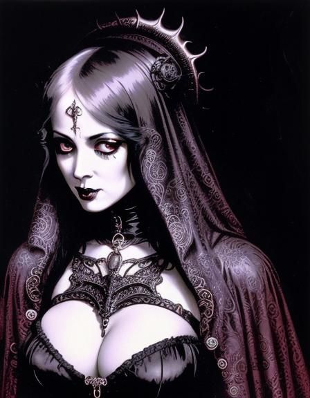 Gothic Rococo Pinup in Vintage Style